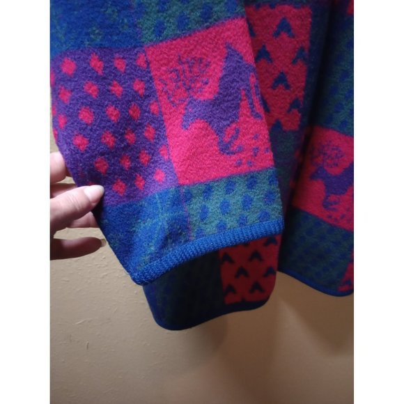 Tundra Canada cardigan virgin wool full zip reindeer red green purple oversized - Picture 4 of 9